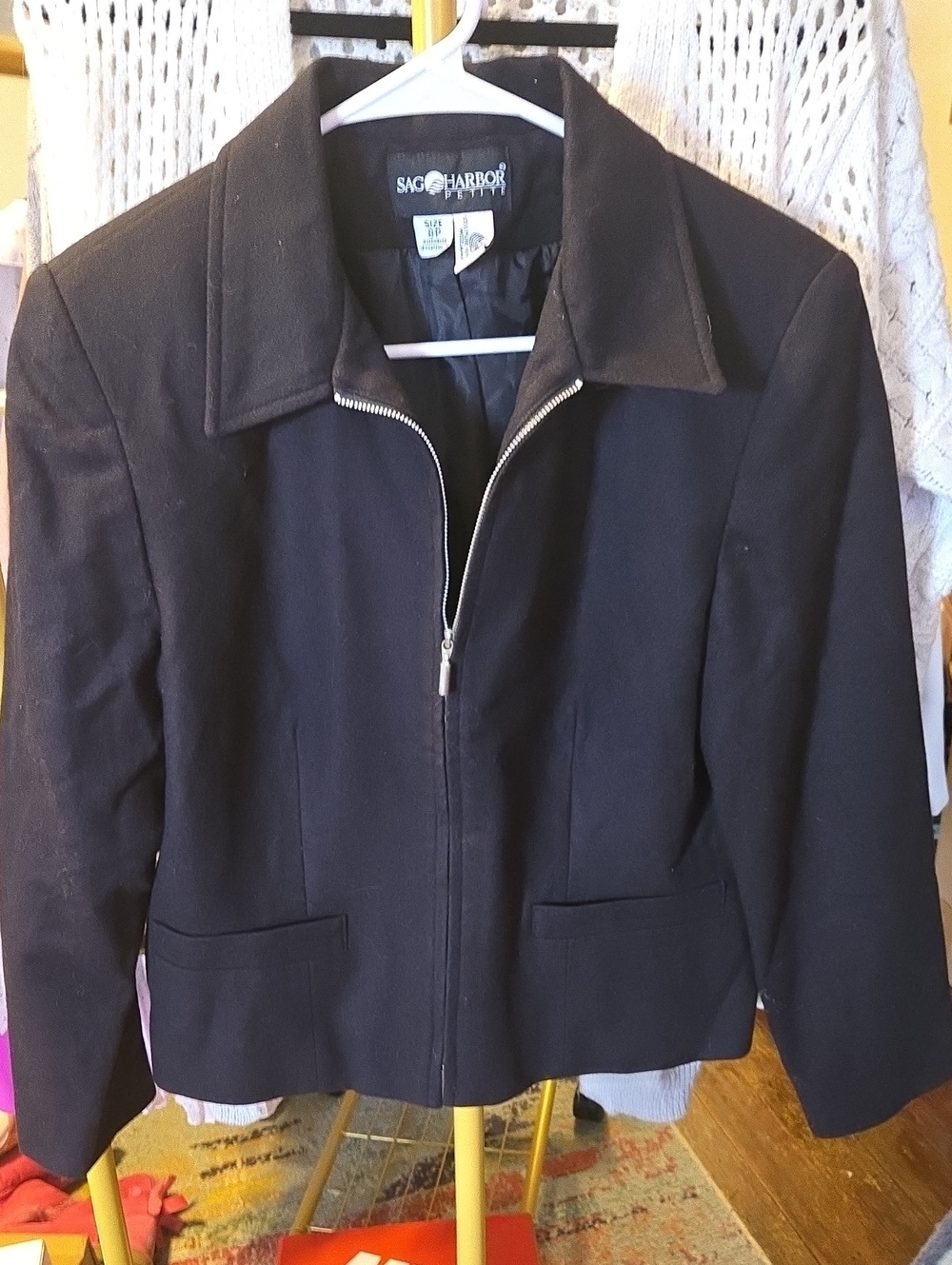 Sag Harbor Black Zip-Front Women's Blazer Jacket 8P